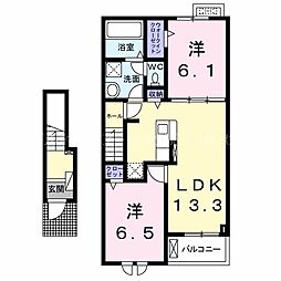 アレグリア 2階2LDKの間取り
