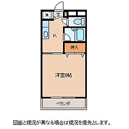 メイトフジモリ 1階1Kの間取り