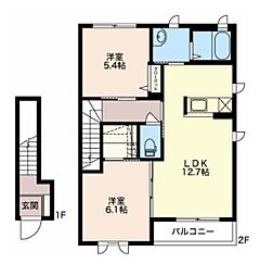 ファミーユME 2階2LDKの間取り