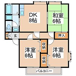 サンビレッジ花櫚　C 1階3DKの間取り