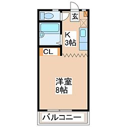 ハイツナカザワ 1Kの間取図画像