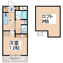 めぞん優 1Kの間取図画像