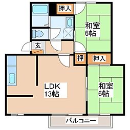 フレグランスアップルA 2LDKの間取図画像