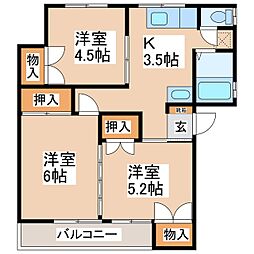 ハイツ南原山 3Kの間取図画像