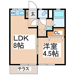 宮坂ハイツ 1LDKの間取図画像