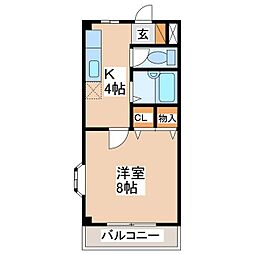 サンサイドエイト 1Kの間取図画像