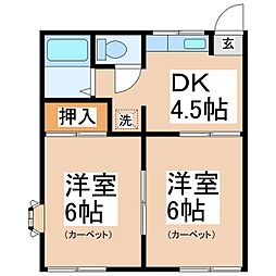 グランドメゾン中大塩 2Kの間取図画像
