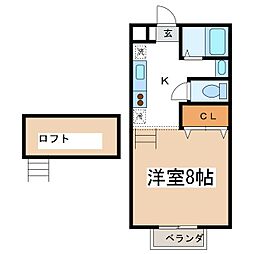 コーポこうのII 1階1Kの間取り