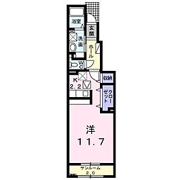サンバティークB ワンルームの間取図画像