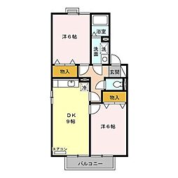 ウィスタリアA 2DKの間取図画像