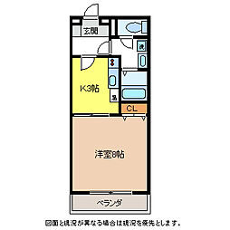 コーポ・サークルワンC 1Kの間取図画像