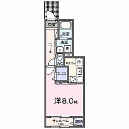 アルバーダ26B 1Kの間取図画像