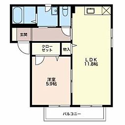 バリュージュ広丘B 1LDKの間取図画像