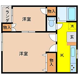 コーポ野田 2Kの間取図画像