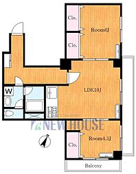 納戸町ハイデンス2 2LDKの間取図画像