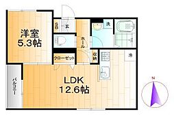 ソレイユ 1LDKの間取図画像
