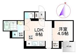オーバル ウイング 1LDKの間取図画像