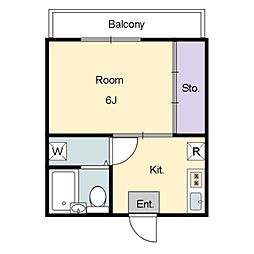 都営三田線 板橋本町駅 徒歩5分の賃貸マンション 3階1Kの間取り