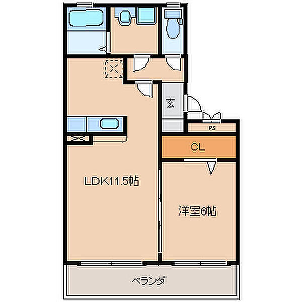 リーベ A203｜福岡県久留米市江戸屋敷２丁目(賃貸アパート1LDK・2階・42.49㎡)の写真 その2