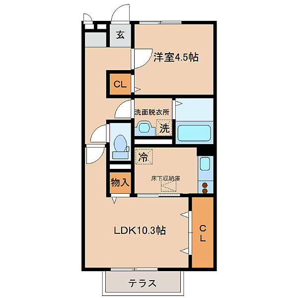 ポルティエ 103｜福岡県久留米市津福本町(賃貸アパート1LDK・1階・41.67㎡)の写真 その2