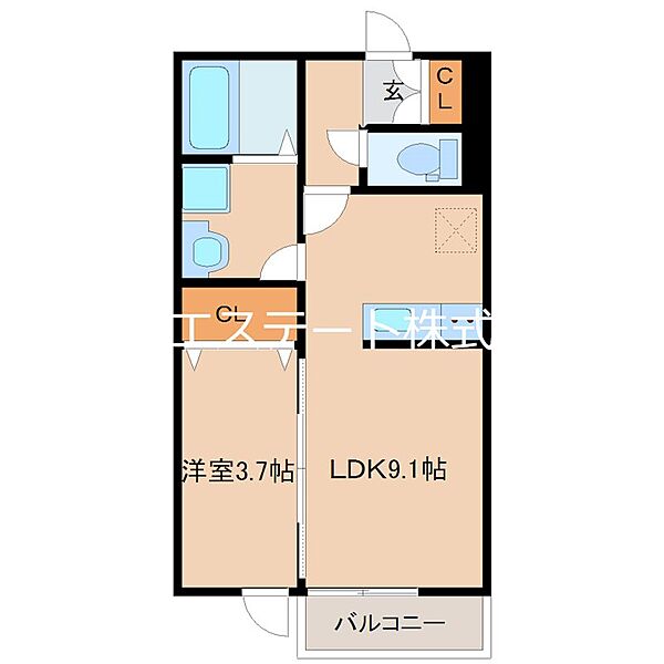 Premiage久留米学園通り 101｜福岡県久留米市津福今町(賃貸アパート1LDK・1階・33.63㎡)の写真 その2