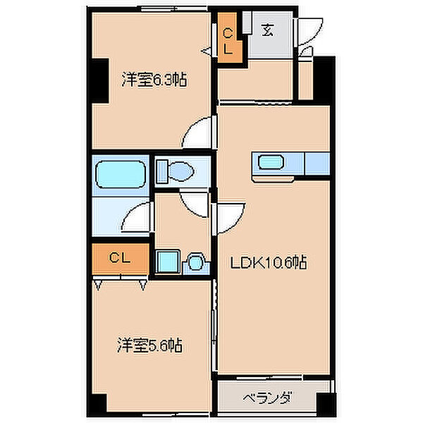 ケープラス 705｜福岡県久留米市原古賀町(賃貸マンション2LDK・7階・51.63㎡)の写真 その2