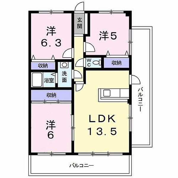 コンフォールマンション 301｜福岡県久留米市野伏間１丁目(賃貸マンション3LDK・3階・73.00㎡)の写真 その2