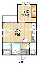 フィーリックス久留米大前I 202 ｜ 福岡県久留米市御井町（賃貸アパート1LDK・2階・28.09㎡） その2