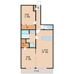 サニーコート梅満 2LDKの間取図画像