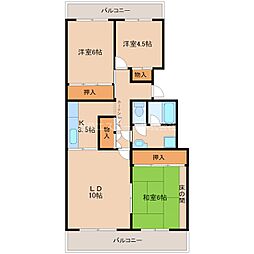 サルヴァトール津福 3LDKの間取図画像