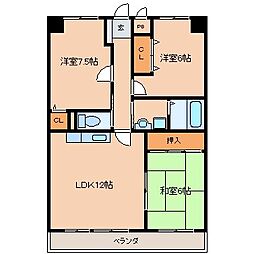 アメニティハイツ杏栄館 3LDKの間取図画像