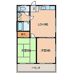 クレオコーポ 2LDKの間取図画像
