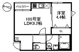 メゾンソレイユ久留米A 1LDKの間取図画像
