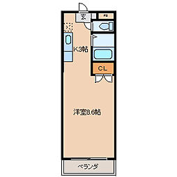 コーポラスK2 ワンルームの間取図画像