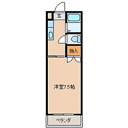 インターハイツ 1Kの間取図画像