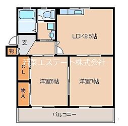 シエル幹 2LDKの間取図画像