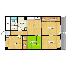 宇部フラワーマンション 3LDKの間取図画像
