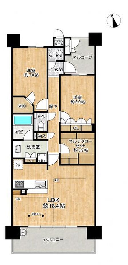 LDK18帖超え!全居室6帖以上+3.9帖のWIC付きで広々としています♪