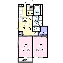 サンセールB 2DKの間取図画像