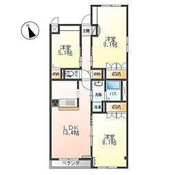 コンフォール里根川2 3LDKの間取図画像