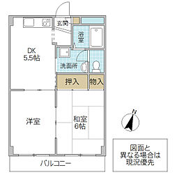 ミキはうすA 2DKの間取図画像