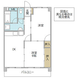 富士ビル 2DKの間取図画像