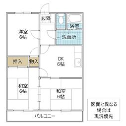 ウスバハイツF 3DKの間取図画像