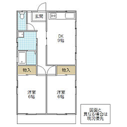 根本コーポ 2DKの間取図画像