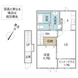 サクシード鹿島谷B 1LDKの間取図画像