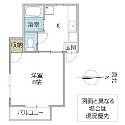 コーポクボタ 1Kの間取図画像