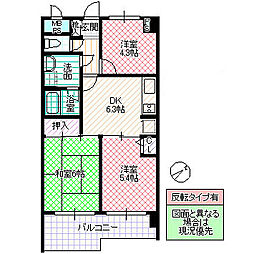 ライオンズマンション日立 3DKの間取図画像