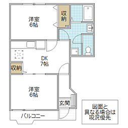 K'sル・クープル1 2DKの間取図画像