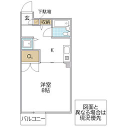 リバ・オールマンション 1Kの間取図画像