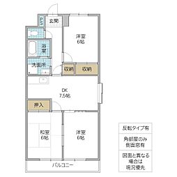 ガーデンヒルズマンション 3DKの間取図画像